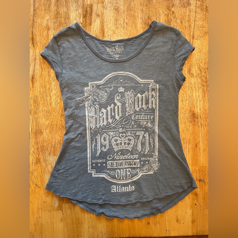 Hard Rock Couture 1971 Hard Rock Cafe Scoop Neck Women’s Tee Gray size XS